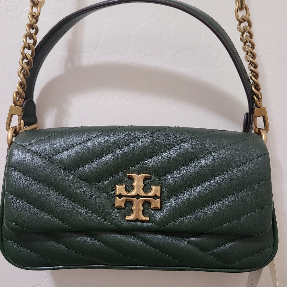 TORY BURCH Kira Small Chevron-Quilted Flap Shoulder Bag MSRP $498 Olive Green
